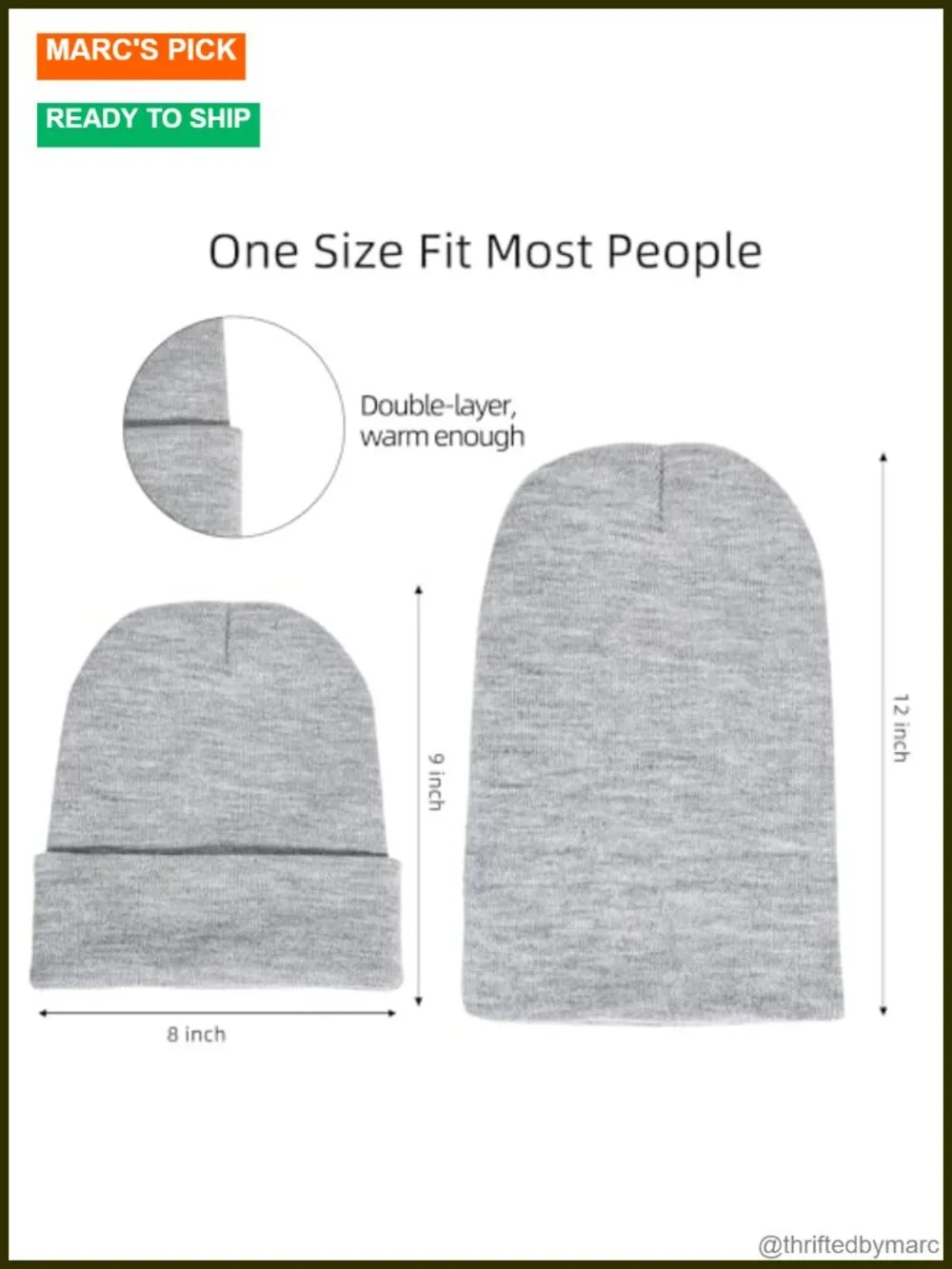 Knitted Stretchable Acrylic Beanie Hat Winter Cap One Size